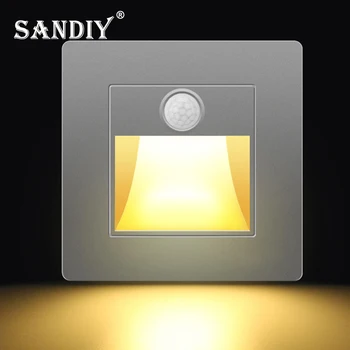 SANDIY Sensor Wall Lamp Embedded Stair Light Led Nightlight for Step Ladder Kitchen Foyer Corridor LivingRoom Indoor PIR Sconce 2