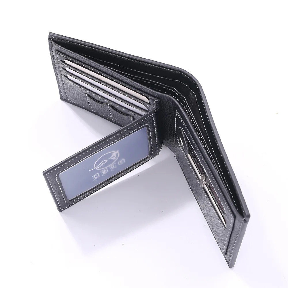 New Men's Wallet Credit Card Holder Zipper Coin Purse High-Quality Lychee Pattern Business Short Wallet for Men Business Wallet 3