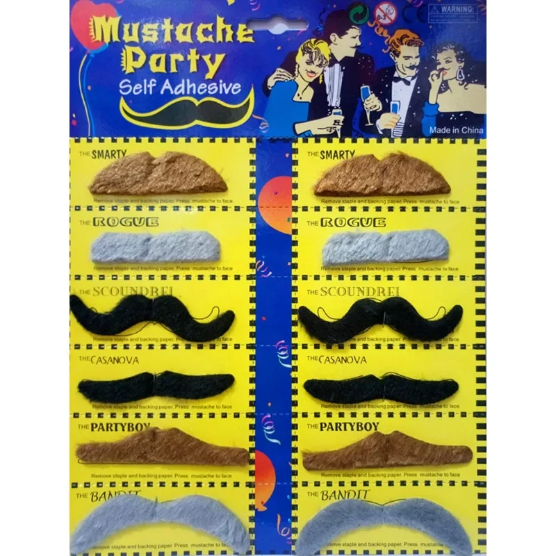 

Adult Masquerade Party Toys Funny Costume Halloween Cosplay Fake Beard Photobooth Props 12PCS Funny Fake Mustache Sticker