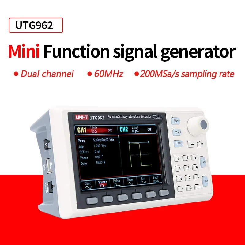 UNI-T UTG932E UTG962E Function Signal Generator 30Mhz 60Mhz Dual Channel Frequency Sine Wave Arbitrary Waveform Generator 2