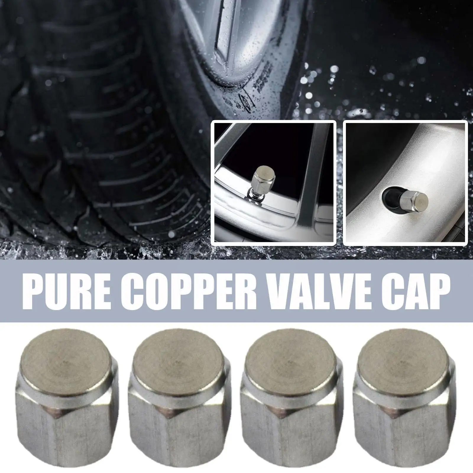 Tire Valve Caps Silver Brass Metal Chrome Valve Cover Wheel Car Caps