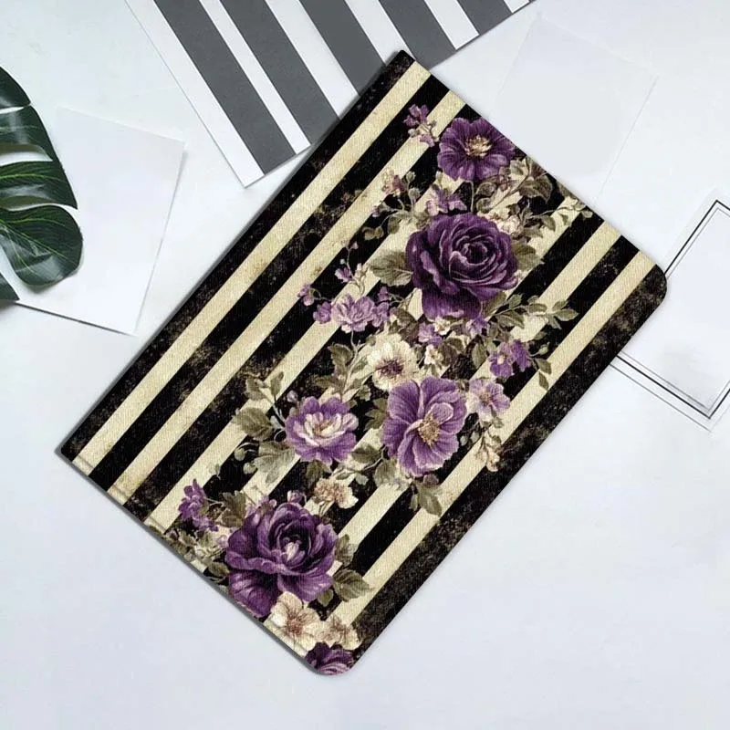 Golden Crown Peony Bloom Tablet Case - Elegant Floral Design