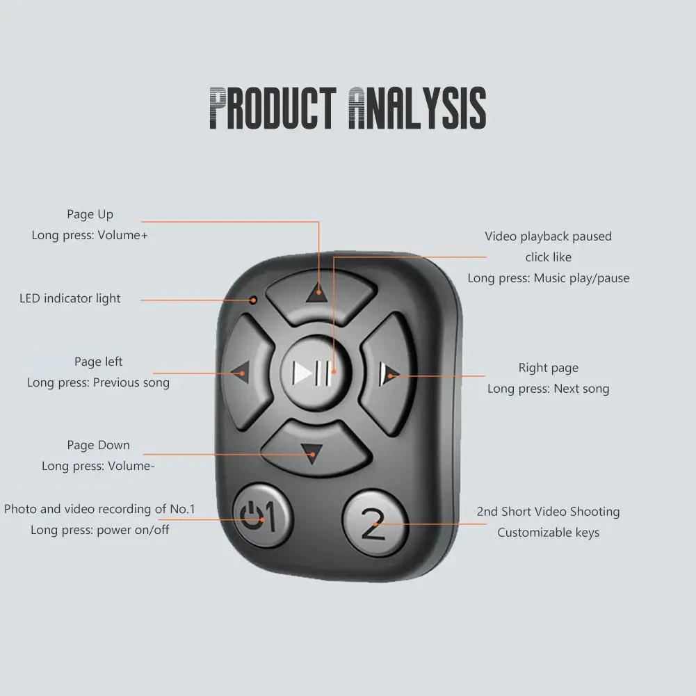 Wireless Bluetooth-compatible Mobile Selfie Lazy Artifac Remote Control Phone Selfie Controller Self-Timer Phone Controller