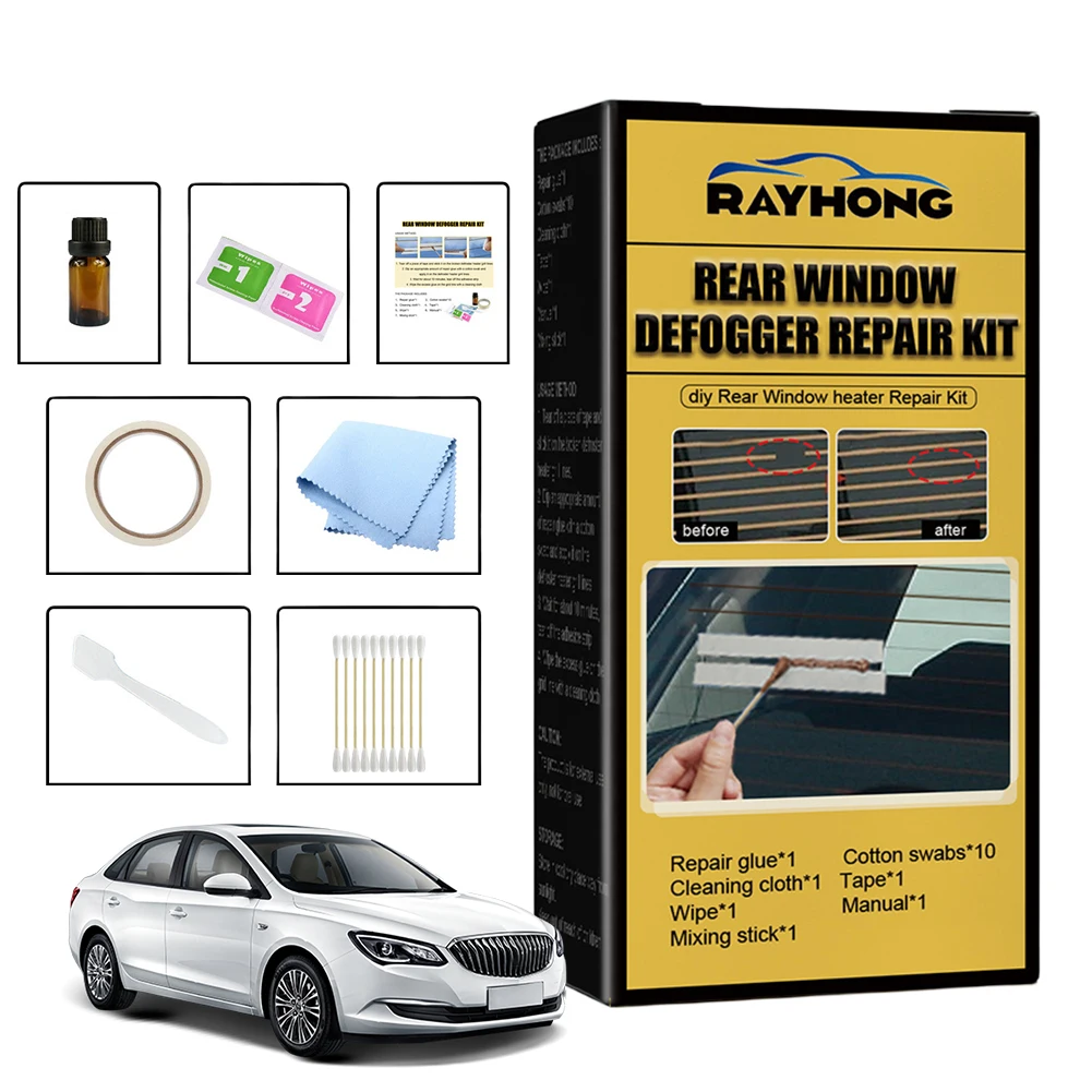 Car Rear Window Defogger Repair Kit DIY Quick Repair Grid Defroster Kit DIY Quick Repair Scratched Broken Defroster 4