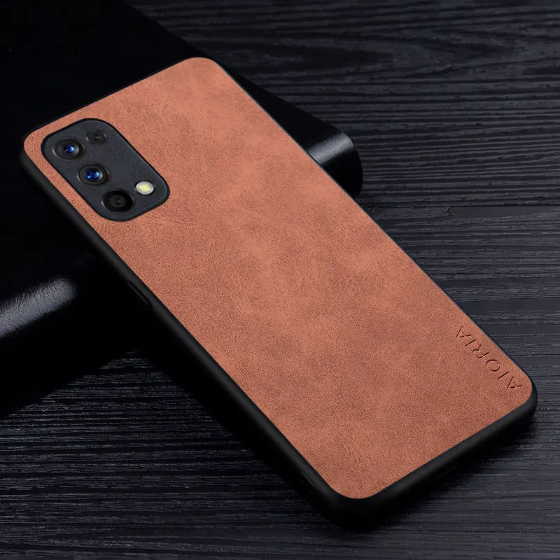 غطاء واقٍ من الجلد الصناعي لهاتف Realme ، لون صلب...