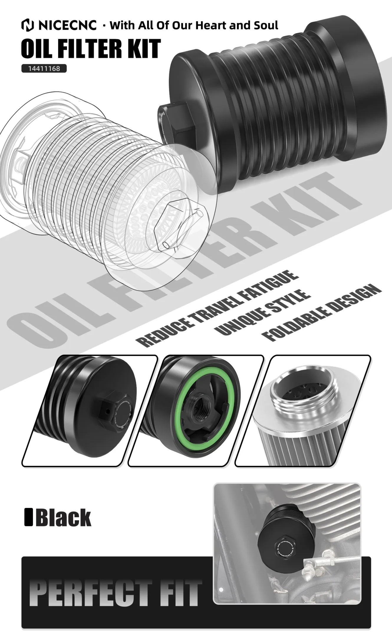 Für Harley Softail Standard Street Bob Fat Bob Fat Boy Street Bob Heritage Classic Breakout Low Rider Wiederverwendbares Ölfilter-Set – Detail 1