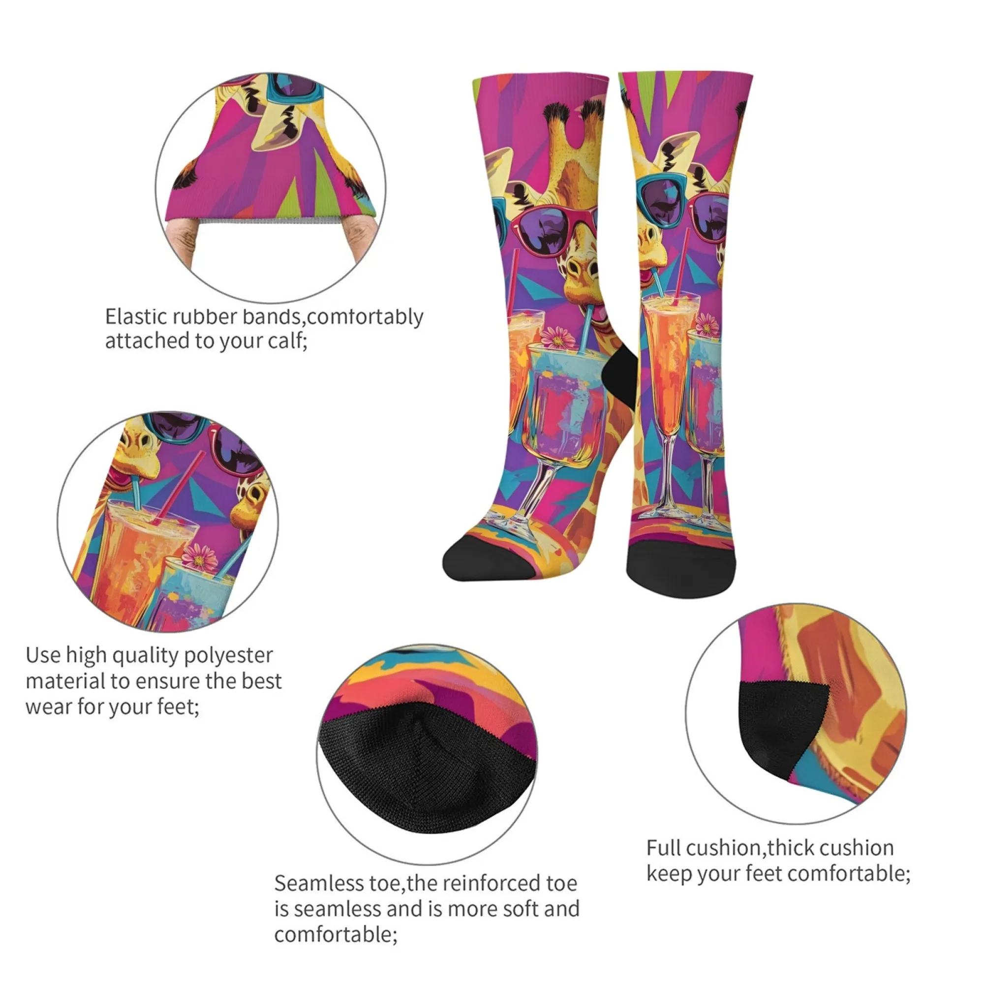 Men's Giraffe Print Casual Socks - Comfortable, Breathable, Non-Slip Fashion Accessories