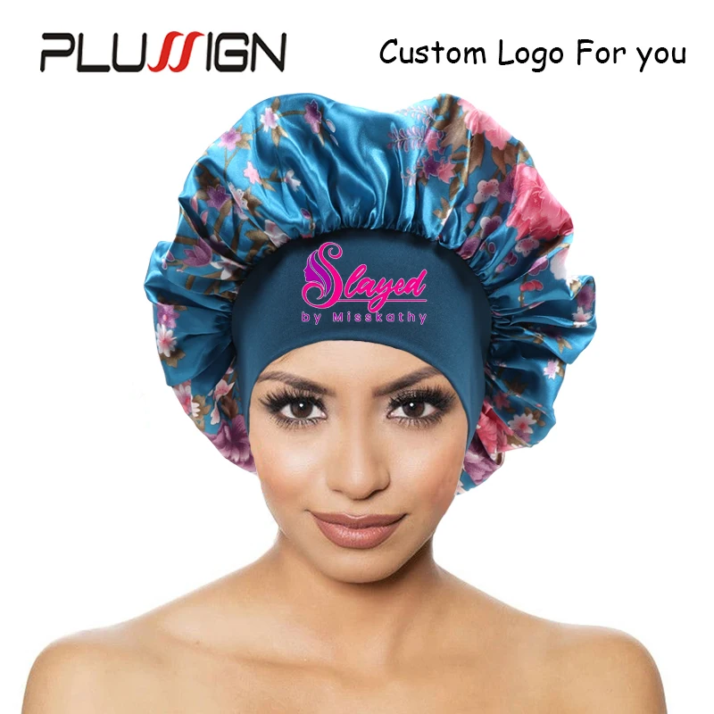 Plussign Custom Logo Satin Bonnets For Women Silk Bonnet Night