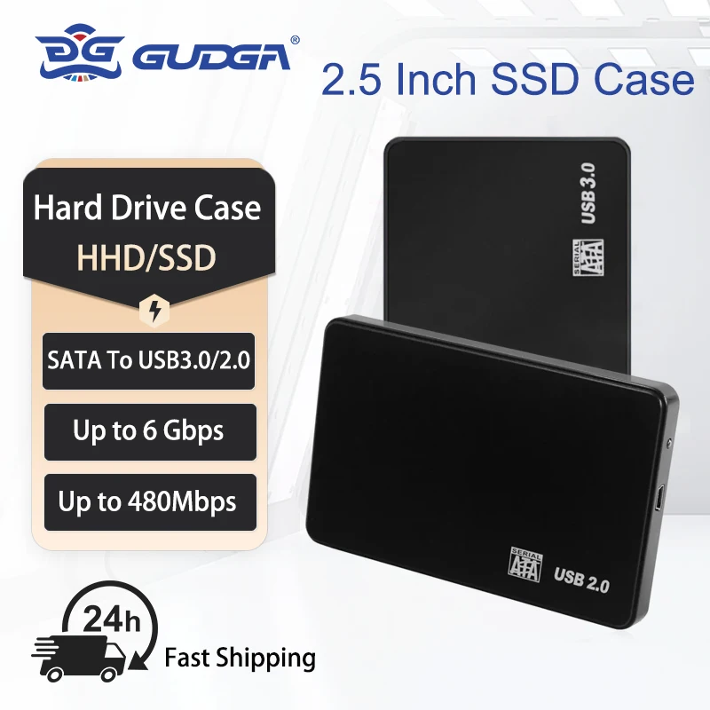 GUDGA USB 2.0/USB3.0 HDD External Hard Drive Case 2.5 Inch SATA Enclosure SSD High Speed Transmission Support Window Mac Android