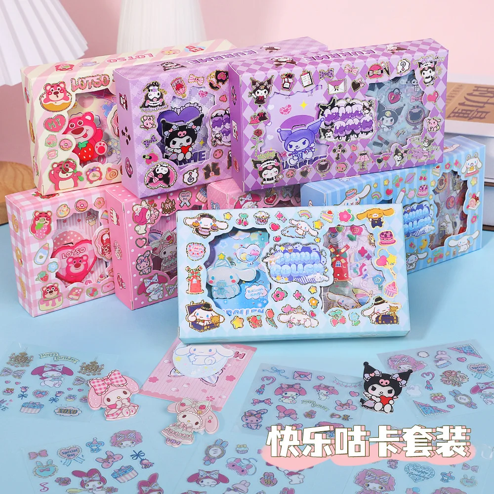 

Cute Sanrio Cinnamoroll Sticker Student Handmade Materials Guka DIY Gift Box My Melody Kuromi Set brooch Girl Present