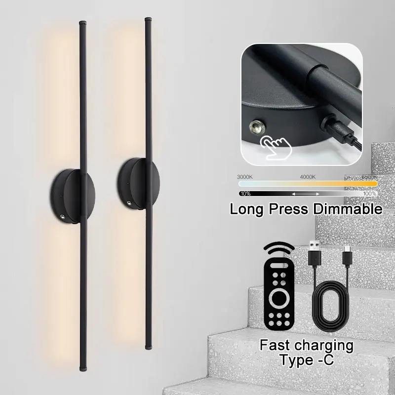 Nordic Wireless Touch Switch Dimmable LED Wall Lights Decor for Corridor Stairs Rechargeable Battery LED Wall Lamps Sconce