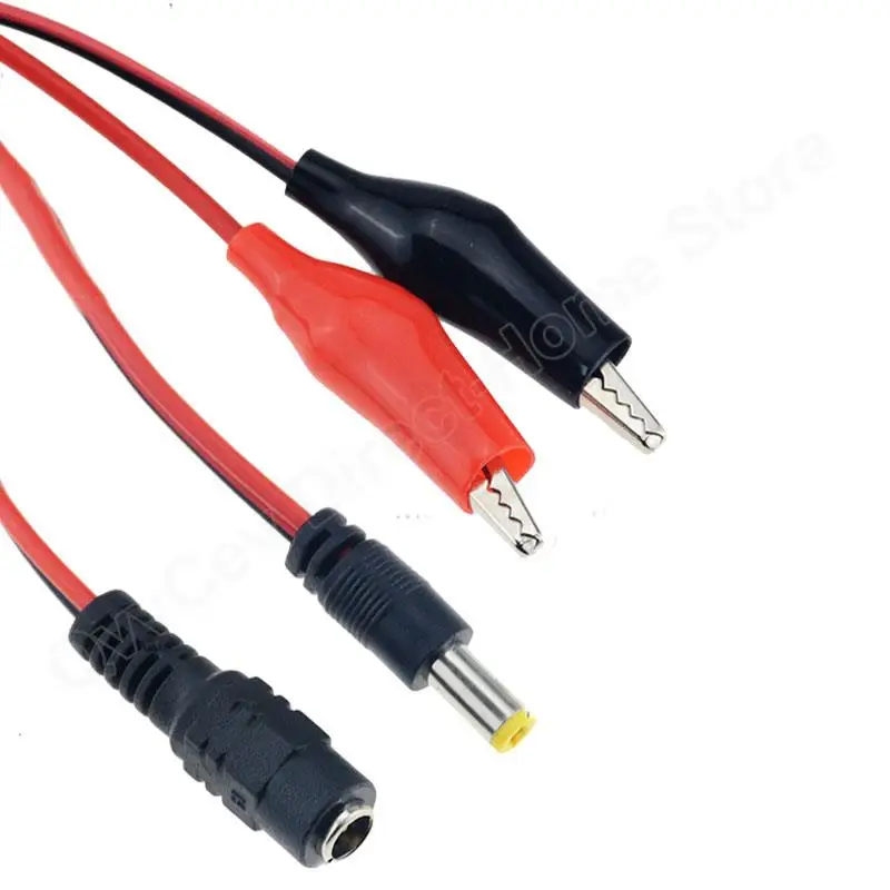 2 Alligator Clip to 1 Male Female DC Power Plug Connector Adapter Wire DC 5.5*2.1mm Clips Crocodile Test Leads alligator clips electric test clamp test probes test clip