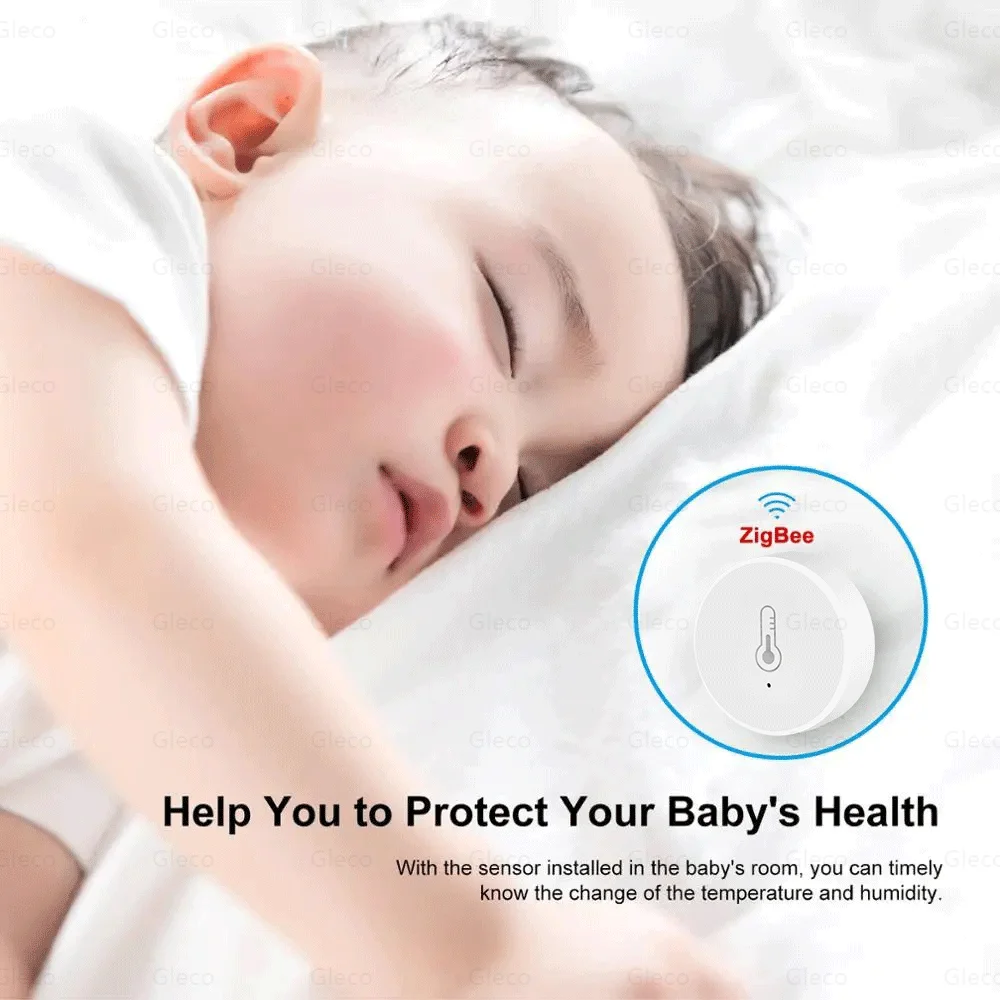 Tuya ZigBee Temperature And Humidity Sensor Indoor Humiture Detector Battery Powered Works With Alexa Google Home Smart Life App