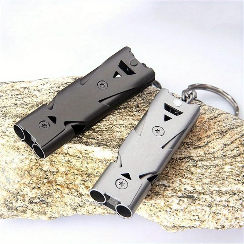 Whistle Keychain 1Pcs for Survival Outdoor Hiking Camping Double Tube Lifesaving Emergency SOS
