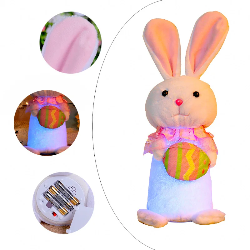 2025 New Plush Easter Gnome with LED Lights Handmade Tomte Pink Bunny Gnome Decorations Easter Decorations for Table Toppers