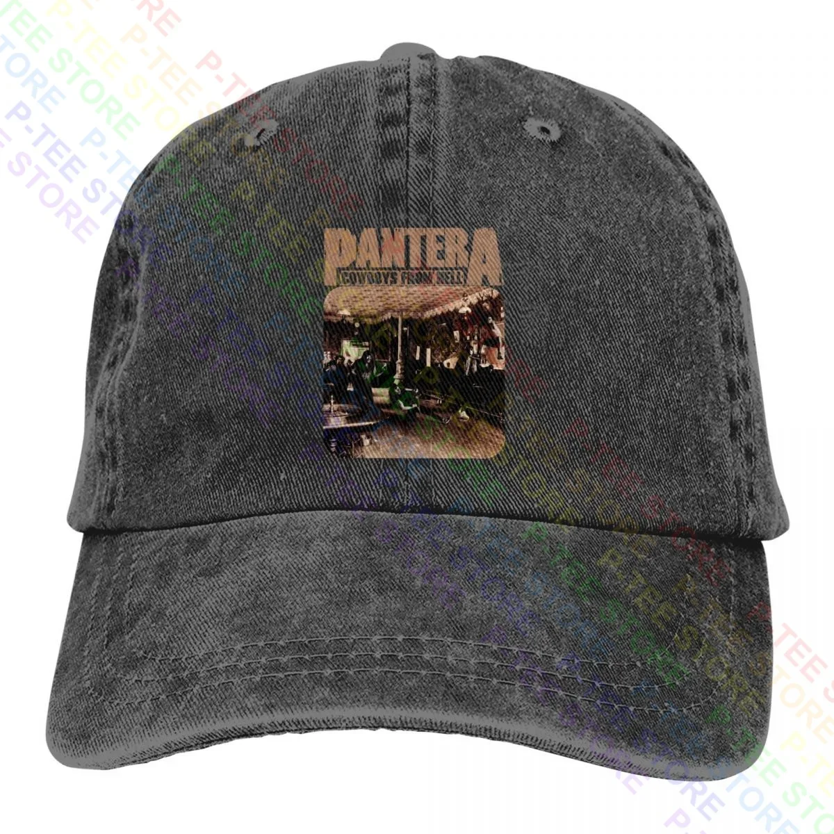 Pantera Cowboys From Hell Album Cover Pantera Band Classic Rock Washed Denim Berretto Da Baseball Trucker Hats Premium