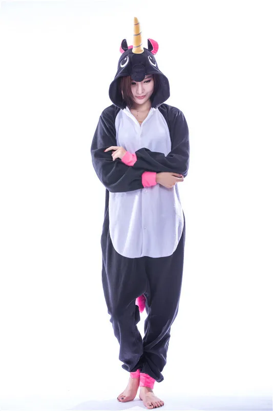 Kigurumi-Pijama unicornio negro para hombre y mujer, ropa de dormir Unisex, disfraz de gato de medianoche, mono de Animal _ - AliExpress Mobile