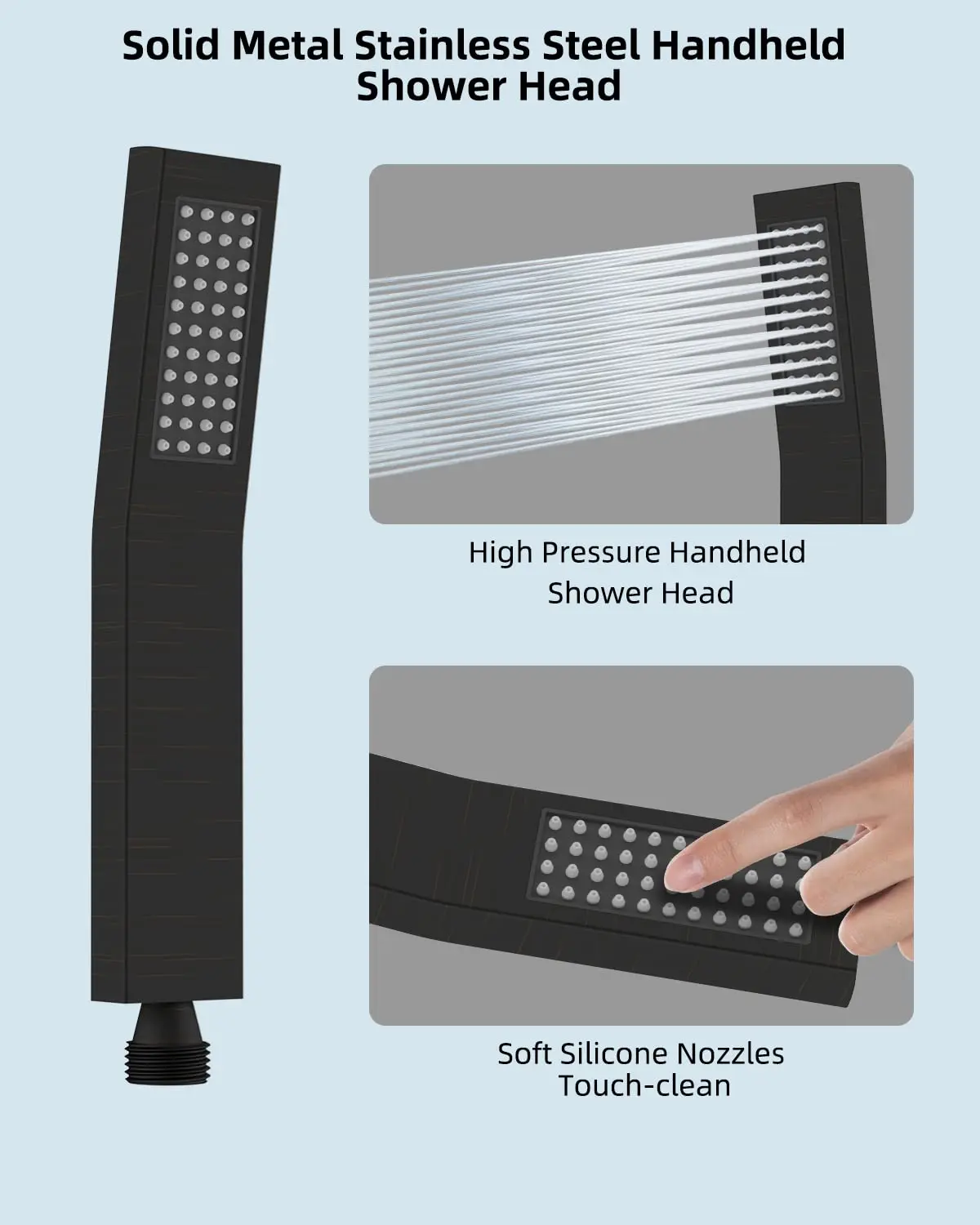 All Metal Shower Head, 10'' High Pressure Rainfall Shower Head, Showerhead Combo/Handheld Shower Wand,71'' Hose, 5