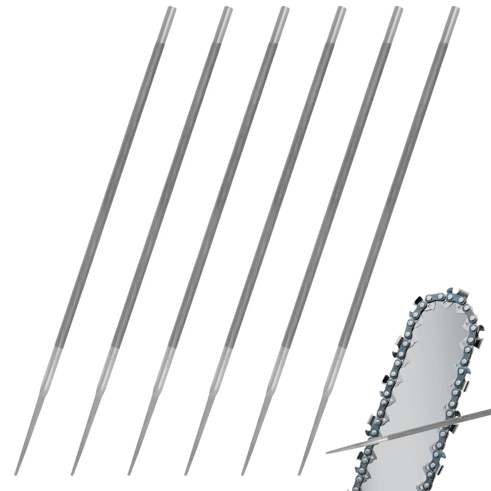Lime Tronçonneuse TopHomer 4mm - Acier Carbone - Pour Affûtage Chaîne Tronçonneuse - Poignée Antidérapante