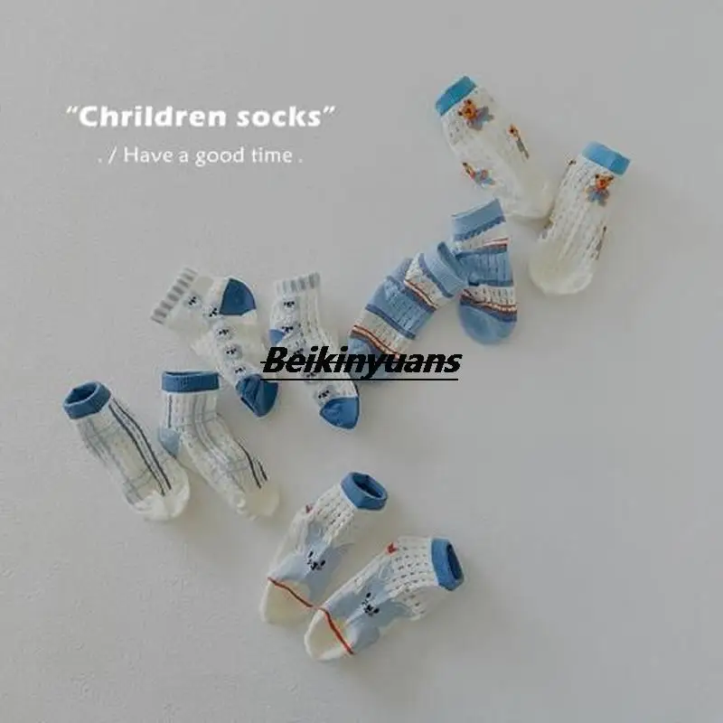 

Children's socks wholesale summer cartoon cute baby bear mesh socks striped sock