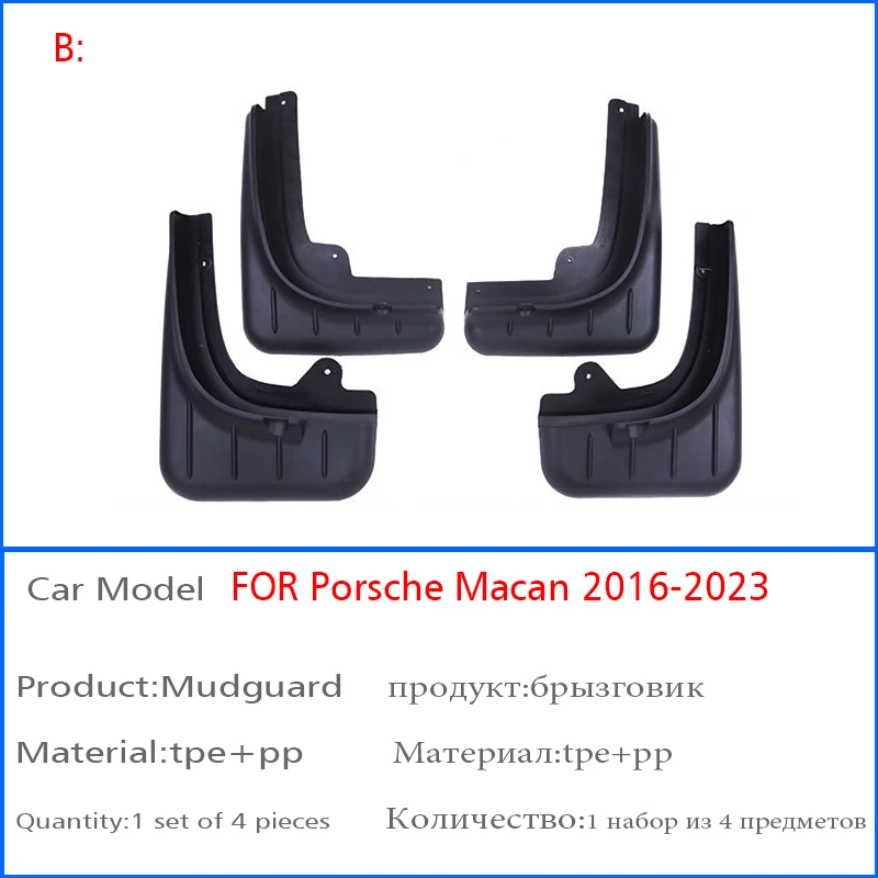 Car Accessories FOR Rorsche Macan 2014 2015 2016 2017 -2023 Mudguard Fender Mud Flaps Guard Splash Mudflaps Front Rear 4pcs