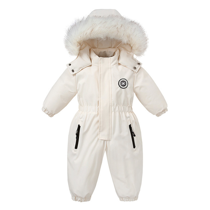 Winter Baby Ski Suit Plus Velvet Baby Jumpsuit Boys Overalls Warm Kids Clothes Waterproof Children Clothing Set