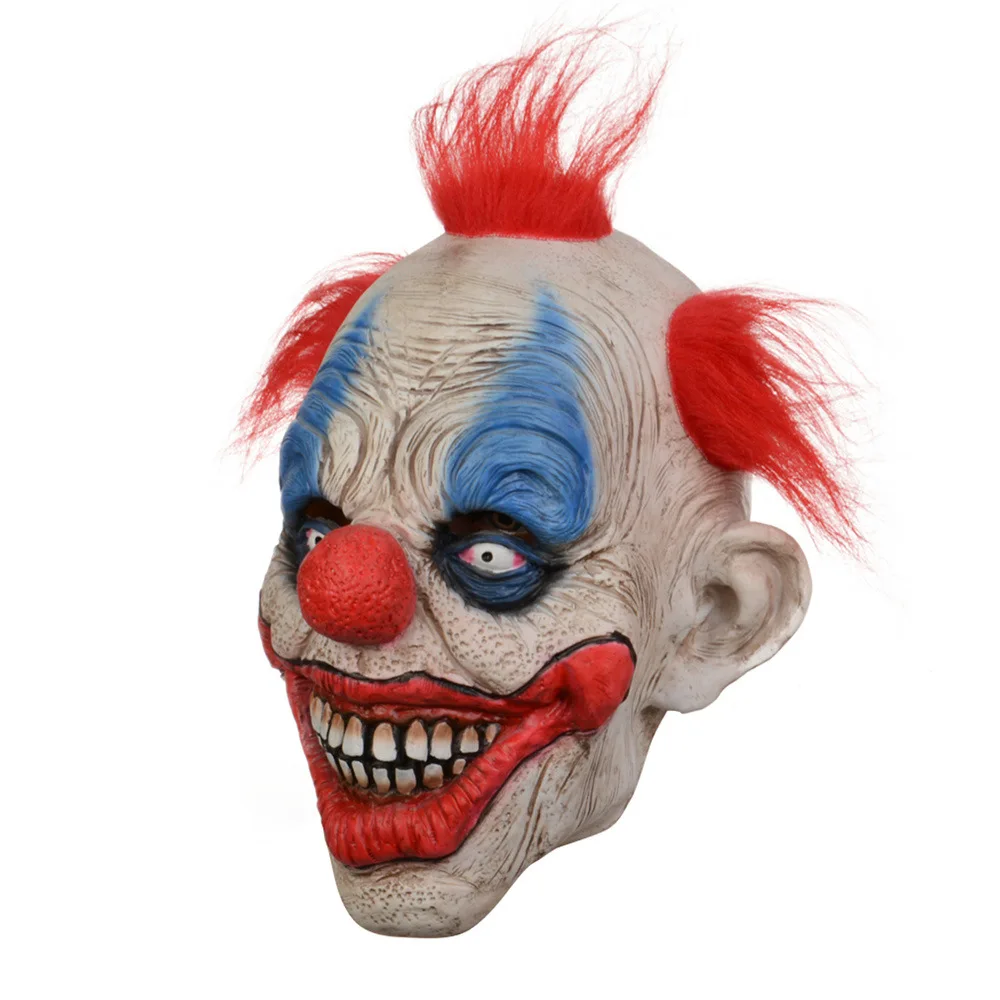 regn Mirakuløs træfning Halloween Evil Laughing Saw Clown Adult Mask Latex Clown Mask With Red Hair  Creepy Killer Joker Costume Party Props Masks - Masks & Eyewear - AliExpress