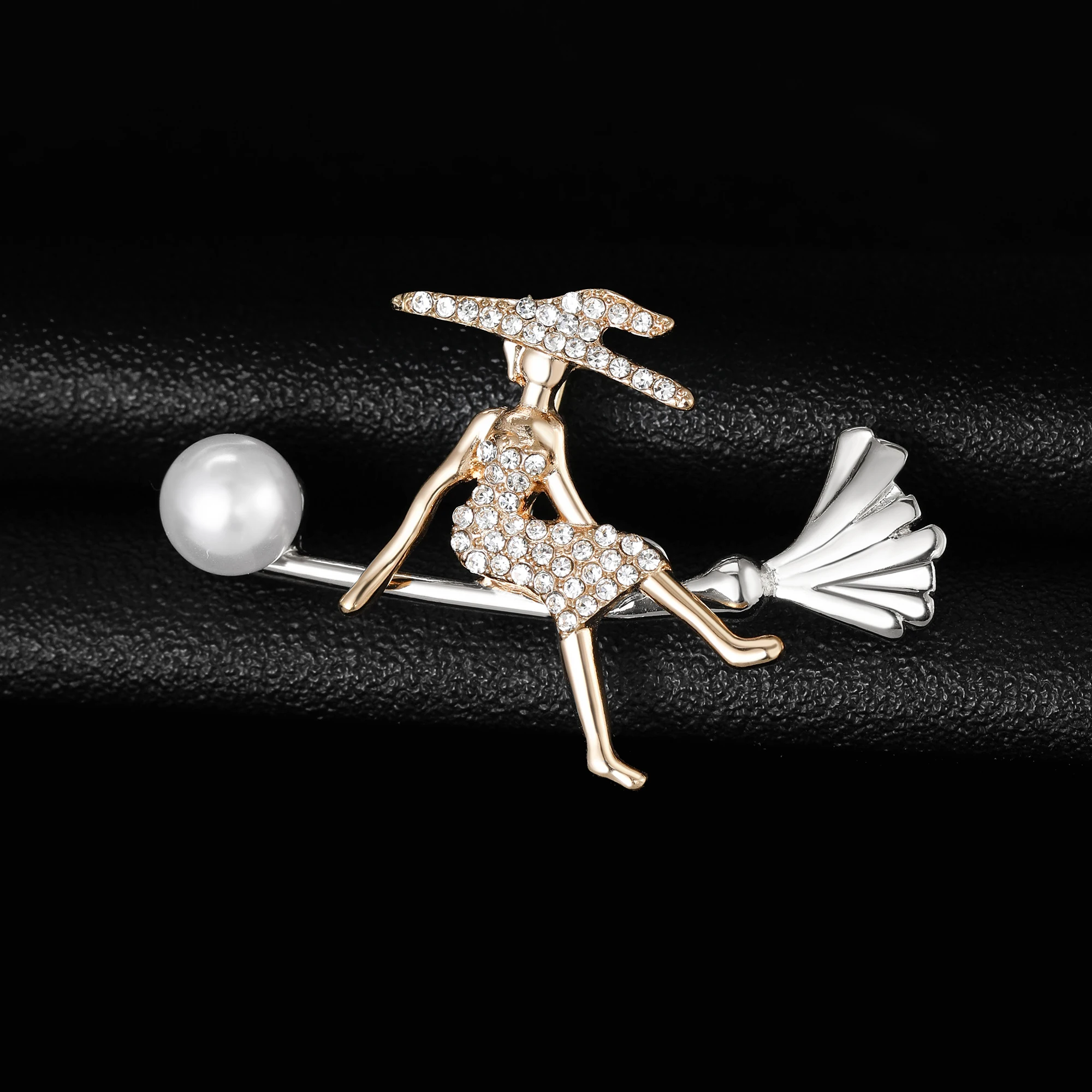 

Стильные броши «Ведьма верхом на метле» со стразами, дизайн унисекс, свитер, вечерние повседневные булавки, ювелирные аксессуары, подарки