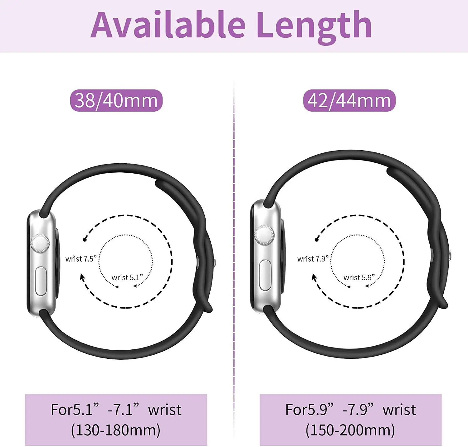 Premium Silicone Watch Strap - Compatible with Apple Watch Series