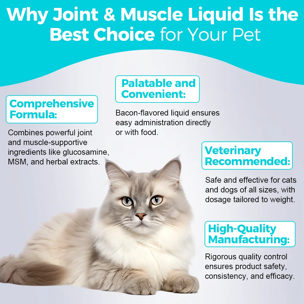 Joint and Muscle Liquid for Cats and Dogs Natural Supplement for Mobility Comfort