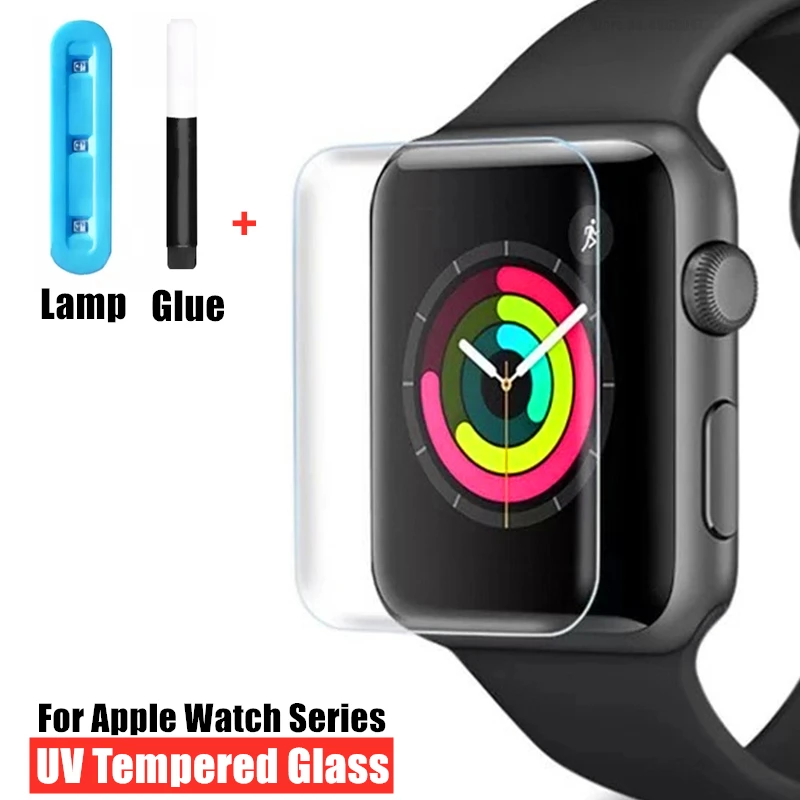 Uv Tempered Glass For Apple Watch 7 6 Se 5 4 45mm 41mm 40mm 44mm Screen