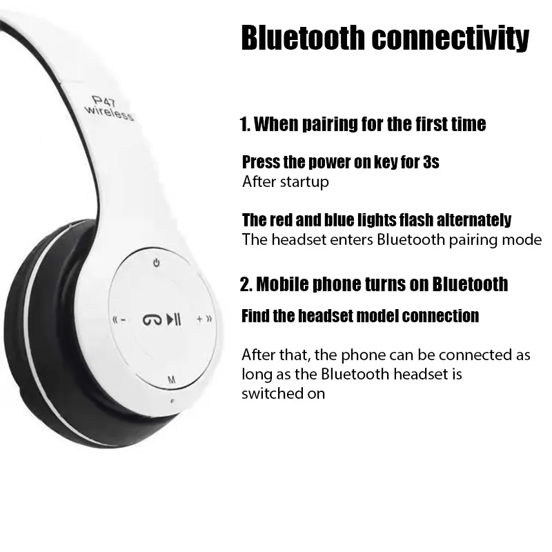 Stereo P47 Folding Bluetooth Headset 6