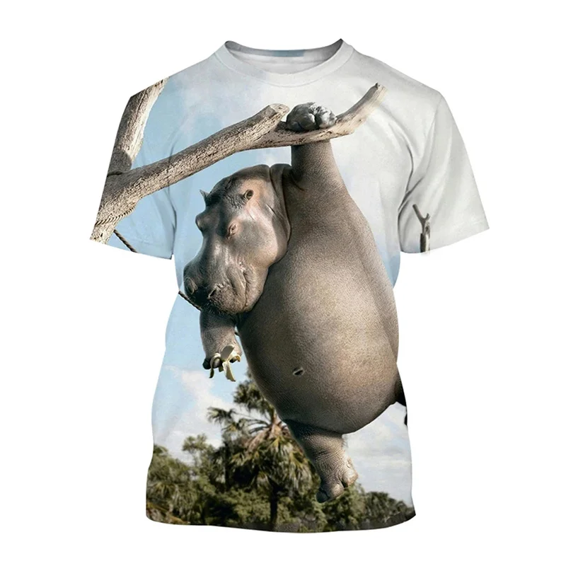 

Funny Hippo Fitness Graphic T Shirts Animal Hippopotamus Sports 3D Printed T-Shirt Casual T Shirt For Men Streetwear Women Tops