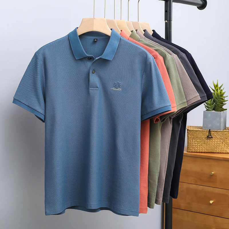 

100% Cotton Summer Men's Lapel Polo Shirt Solid Color Fashion Offset Printing High-End Brand Business Casual Short Sleeve M-4XL