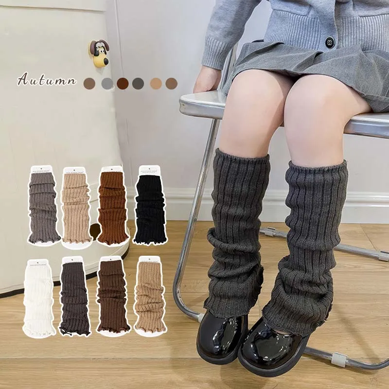 Korean Children Leg Warmers Girls Baby Autumn Winter Handmade Knitted Knee Socks Trendy Slim Leg Covers Outdoor Warm Accessories children leg warmers children knee high socks