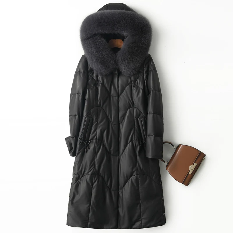 

Real Sheepskin Hooded Thick Warm Women Down Parkas Natural Fox Fur Collar Puffer Jackets 2022 New Winter Coat Outerwear M-4XL