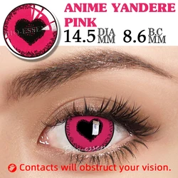 Vibrant Pink & Black Halloween Cosplay Contact Lenses (Anime Yandere pink)