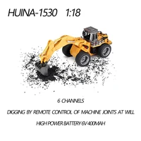 1:18 HUINA 1530 RC Wheeled Excavator Model 2.4G 6CH Loader Car Toys for Kids 1