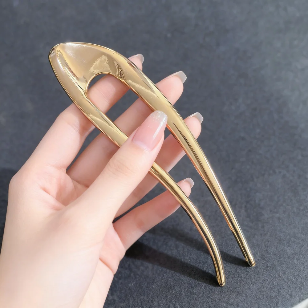 Große, dicke, einfache U-förmige Haargabeln für Frauen und Mädchen, Metall-Haarnadeln, geometrische Haarstecknadeln, modische Haar-Accessoires für Damen – Detail 8