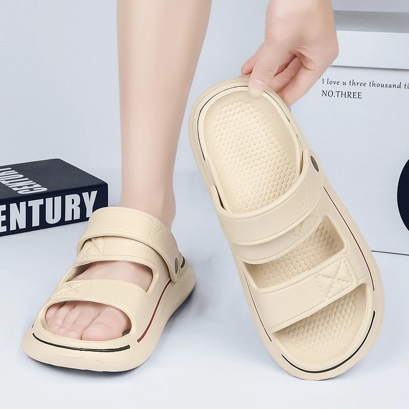 Leather Sandals Summer Sandals Sandals For Home Man Summer Men's Slipper EVA Mans Sandal Thick Bottom Man Slippers Lightweight Male Slide