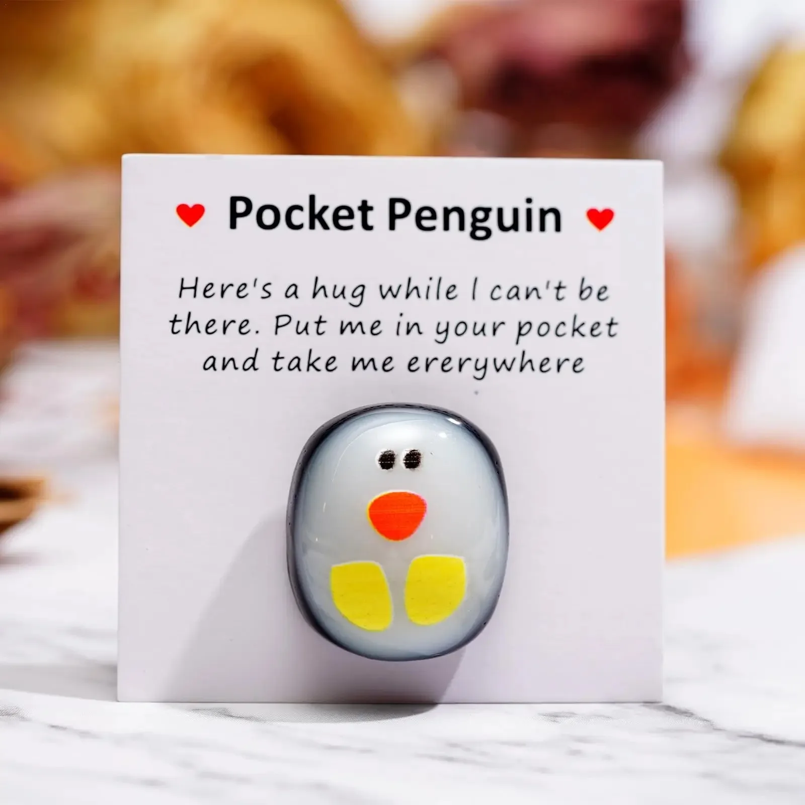 Ornament Crafts Miniature Ornament Mini Penguin Figurines A Little Pocket Penguin Hug Keepsake Ornament Cute Christmas Gift Small Message Card Distance Social Present Party Decoration