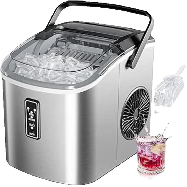 Petite machine à glaçons noire, 9 dés/6 Min, 12kg/24H, 2 tailles, autonettoyante et Portable pour la cuisine/maison 1