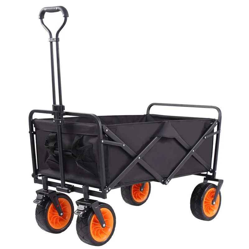 

Folding and foldable station wagon Outdoor camping station wagon Garden cart Retractable handle and cup holder Beach station wag