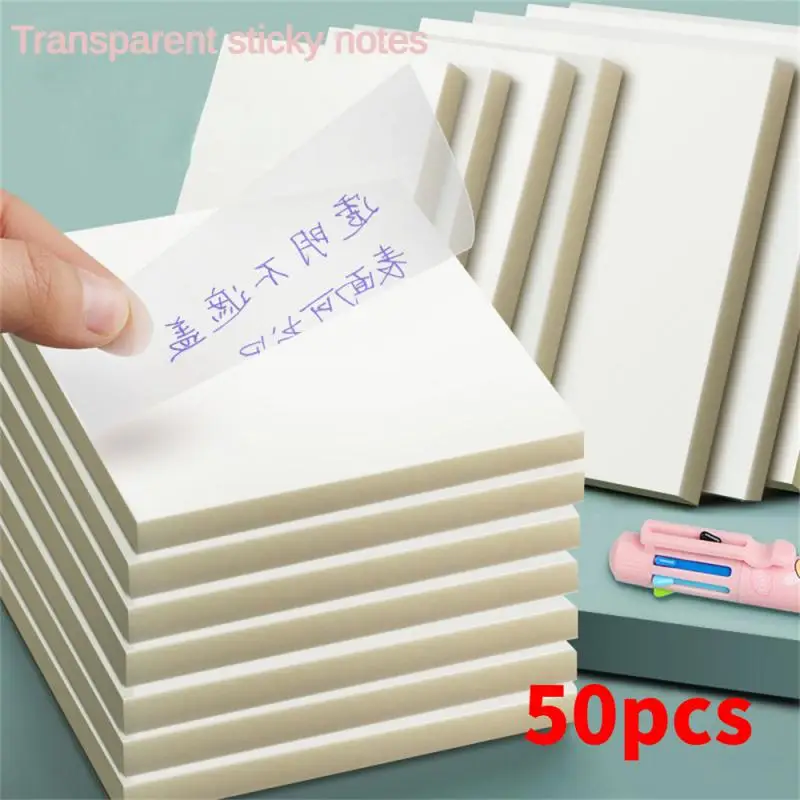 

50PCS Transparent Sticky Notes Scrapes Stickers Note Pads Posted It Paper Clear Notepad School Stationery Office Supplies