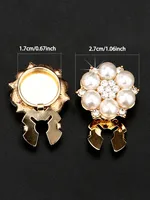 2pcs Faux Pearl Rhinestone Shirt Buttons Button Cover Cufflinks Button Pins for Ladies Clothing Accessories, Holiday Gift 2