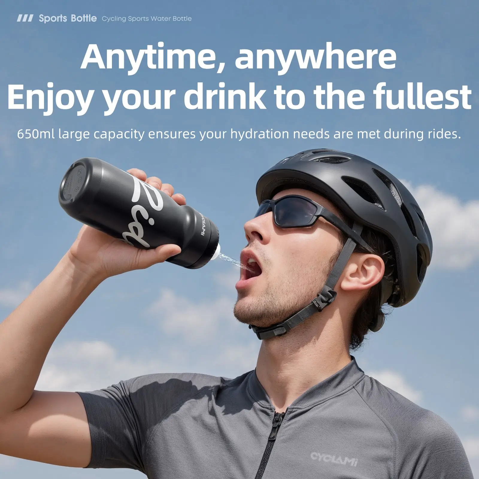 Ultra-Light Leak-Proof Squeezable Cycling Water Bottle, Taste-Free for Camping, Hiking, and Sports