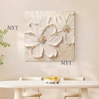 MYT Fancy Home Decor Hot Sale Home Decor Flower Pictures Pieces White Flower Wall Art Oil Paintings Unframed 1