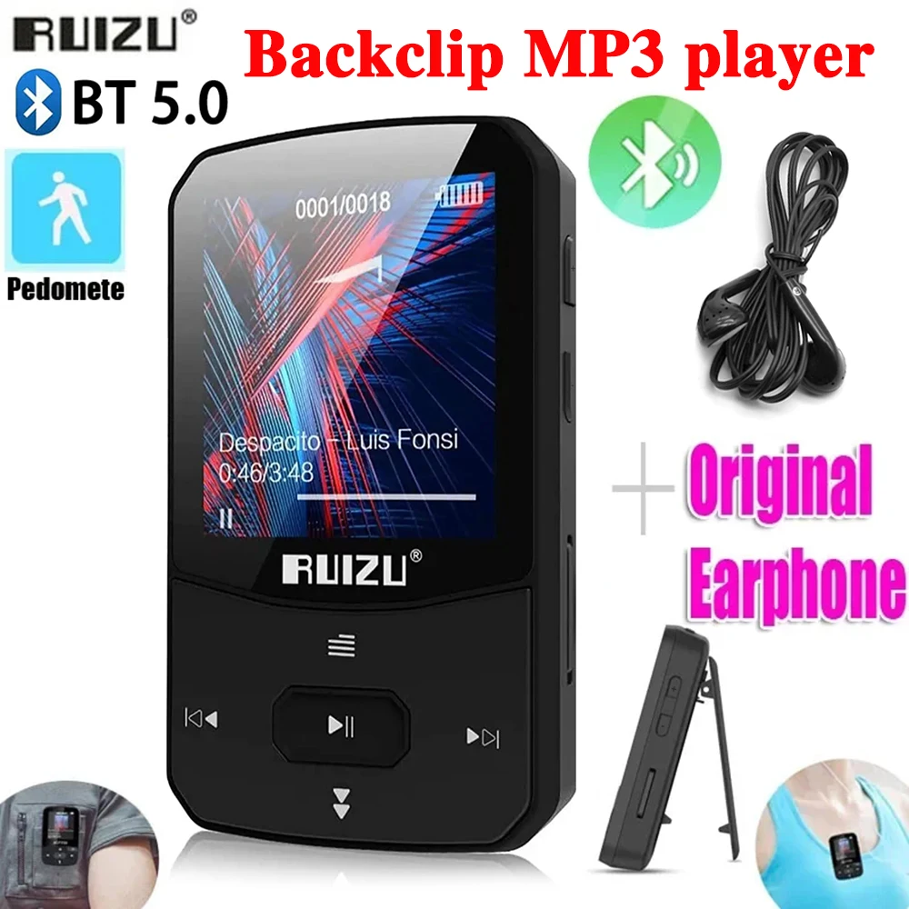 

8 / 16 ГБ RUIZU X52 Bluetooth 5.0 MP3 - плеер портативный задний зажим Музыка с подслушиванием