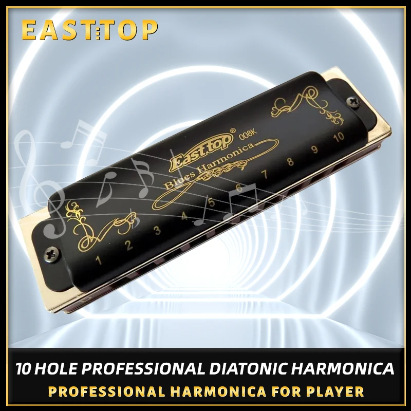 East top 10 hole professional blues diatonic harmonica for beginner,player,gift,key of D image_1