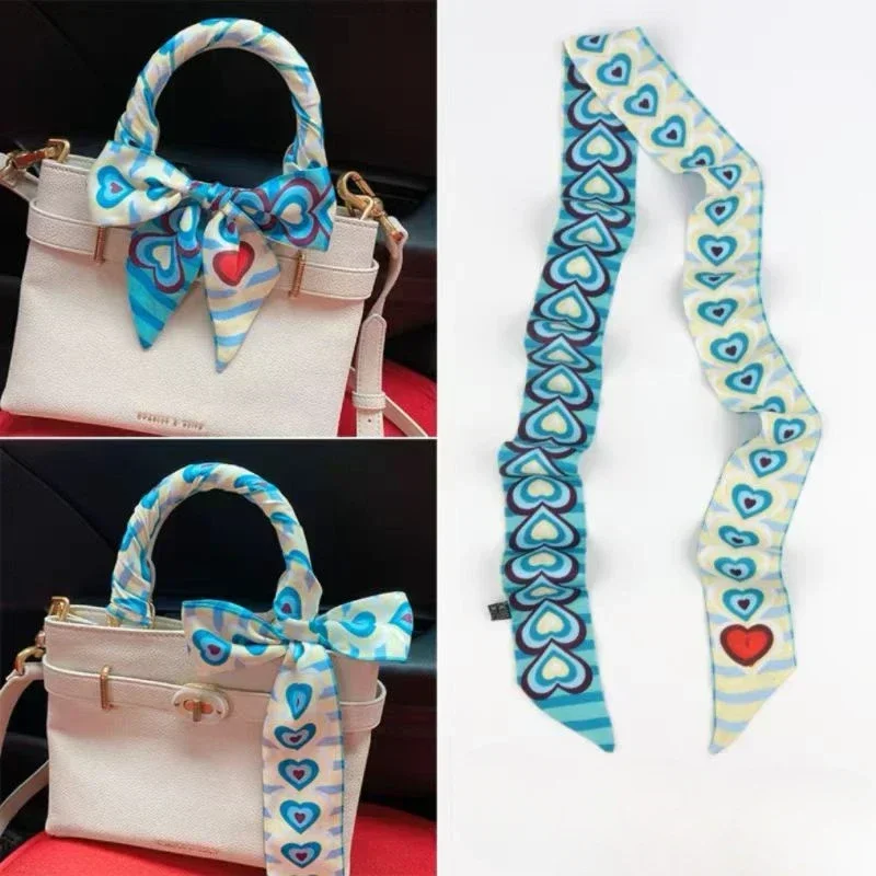 2024StripedHeartPatternDoubleLayeredTwillSilkBagHandbagHandle